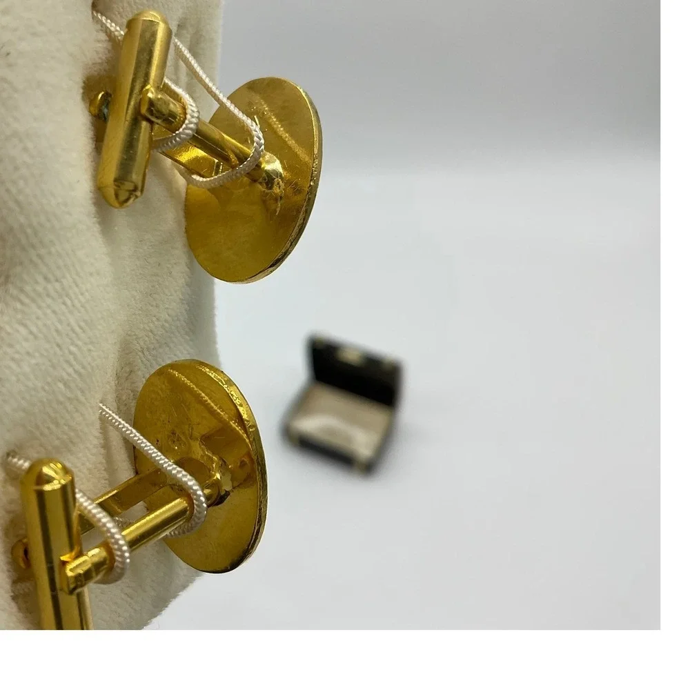 VTG Windsor Bermuda Map Cufflinks Mens Blue Gold Enamel Travel Souvenir Gift Box